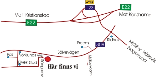 Karta - Hur du hittar till Blekinge Sten AB